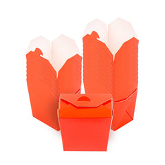 Bio Tek 8 oz Square Red Paper Noodle Take Out Container - 2 3/4