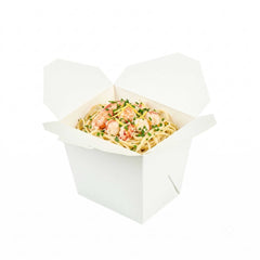 Bio Tek 16 oz Square White Paper Noodle Take Out Container - 3 1/2