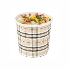 Bio Tek 12 oz Round Plaid Paper Soup Container - 3 1/2