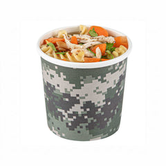 Bio Tek 12 oz Round Camouflage Paper Soup Container - 3 1/2
