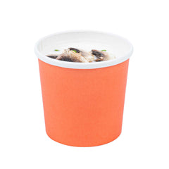 Bio Tek 12 oz Round Tangerine Orange Paper Soup Container - 3 1/2