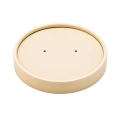 Bio Tek Round Bamboo Paper Soup Container Lid - Fits 8 and 12 oz - 25 count box