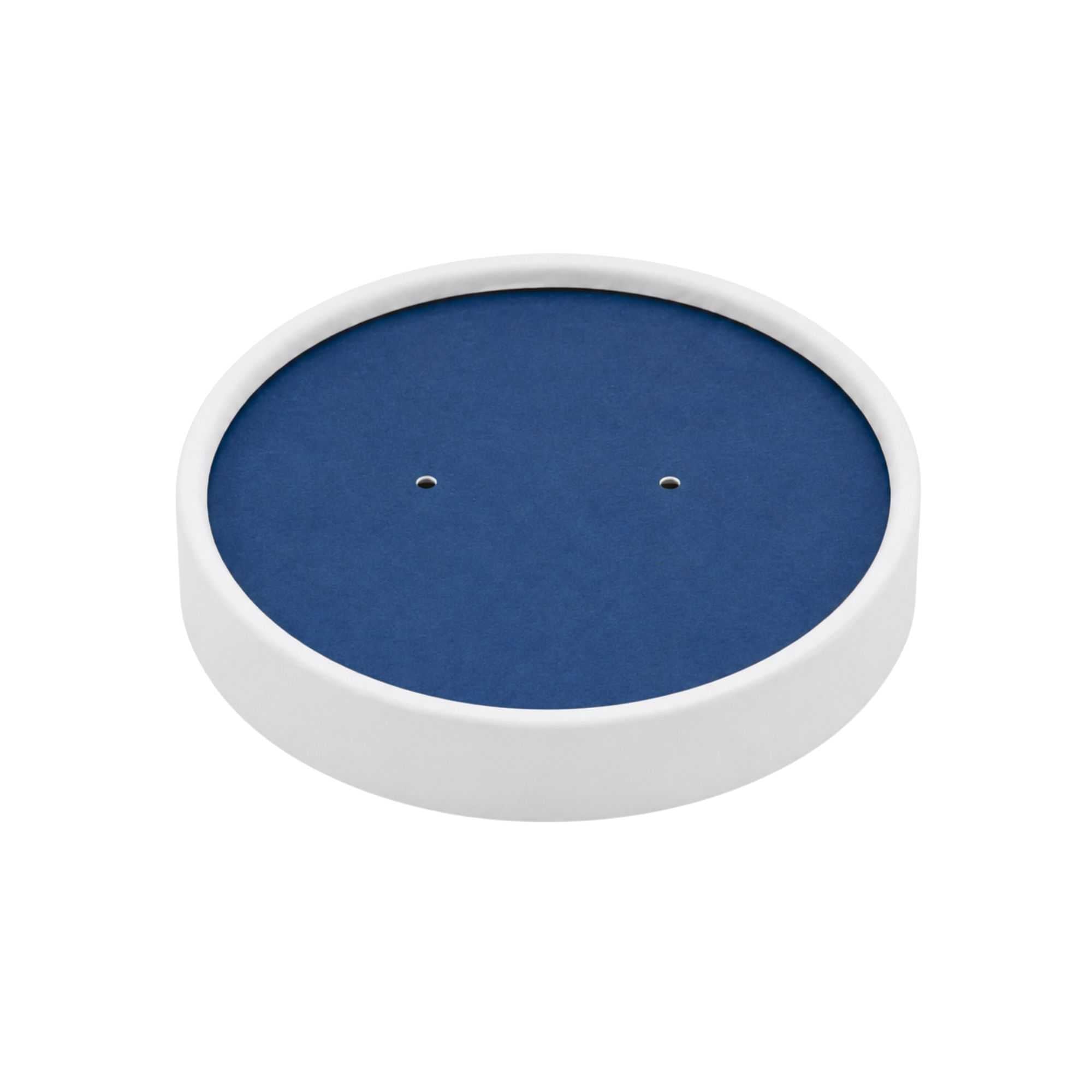 Bio Tek Round Blue and White Stripe Paper Soup Container Lid - Fits 12 oz - 200 count box