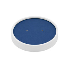 Bio Tek Round Blue and White Stripe Paper Soup Container Lid - Fits 12 oz - 200 count box