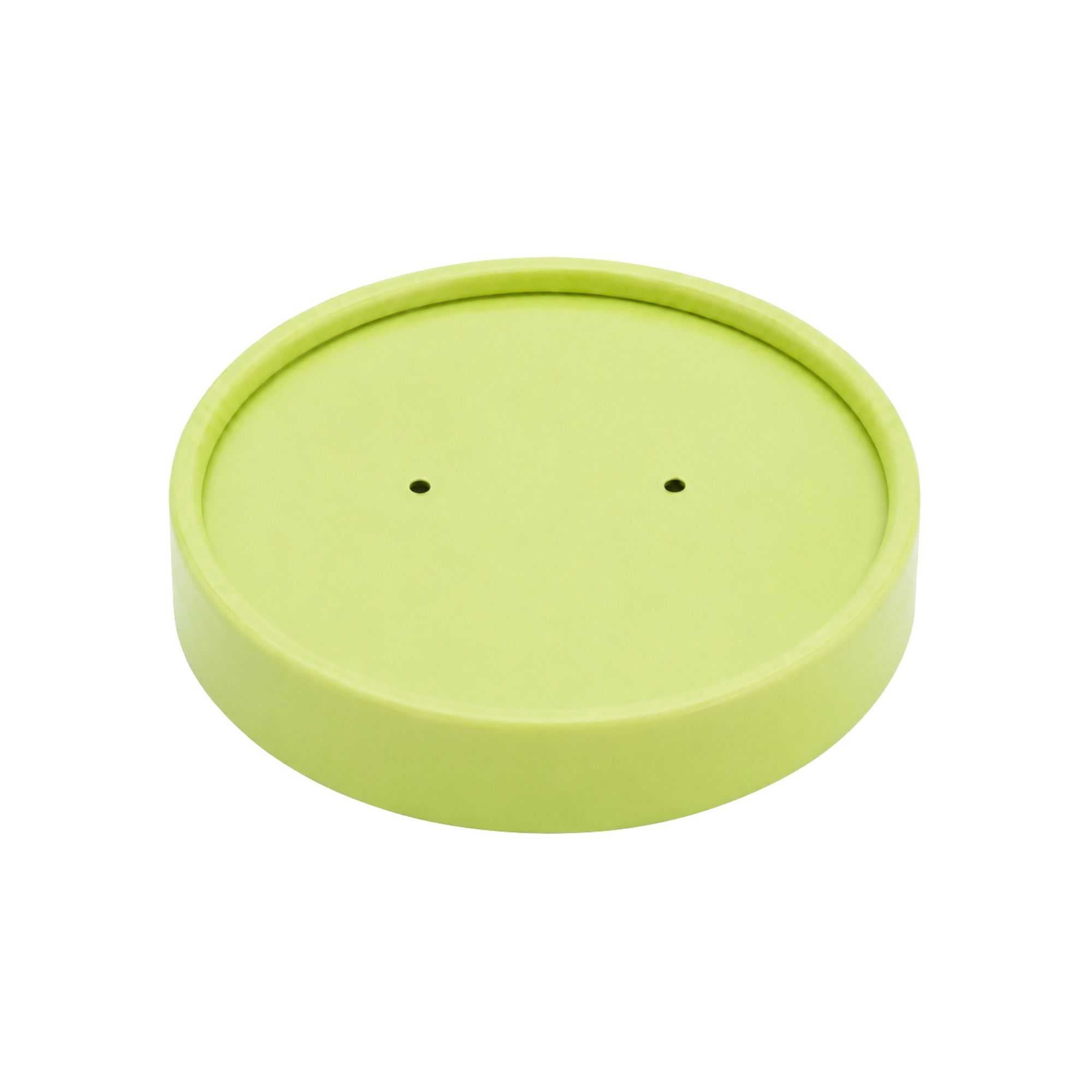 Bio Tek Round Eco Green Paper Soup Container Lid - Fits 12 oz - 200 count box