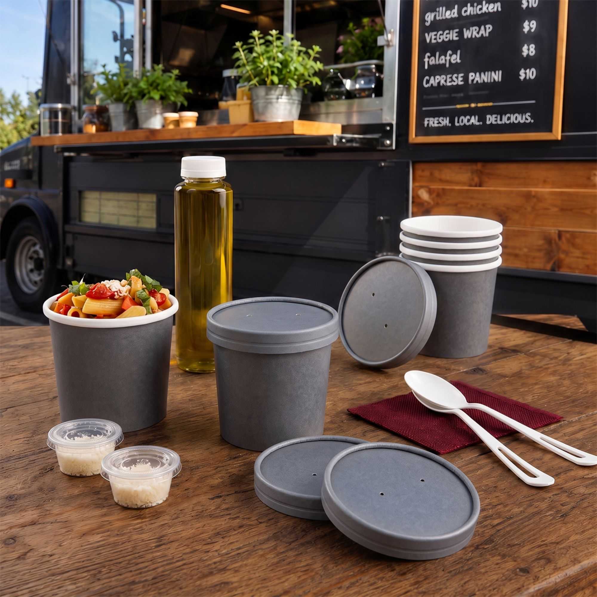 Bio Tek Round Gray Paper Soup Container Lid - Fits 12 oz - 200 count box