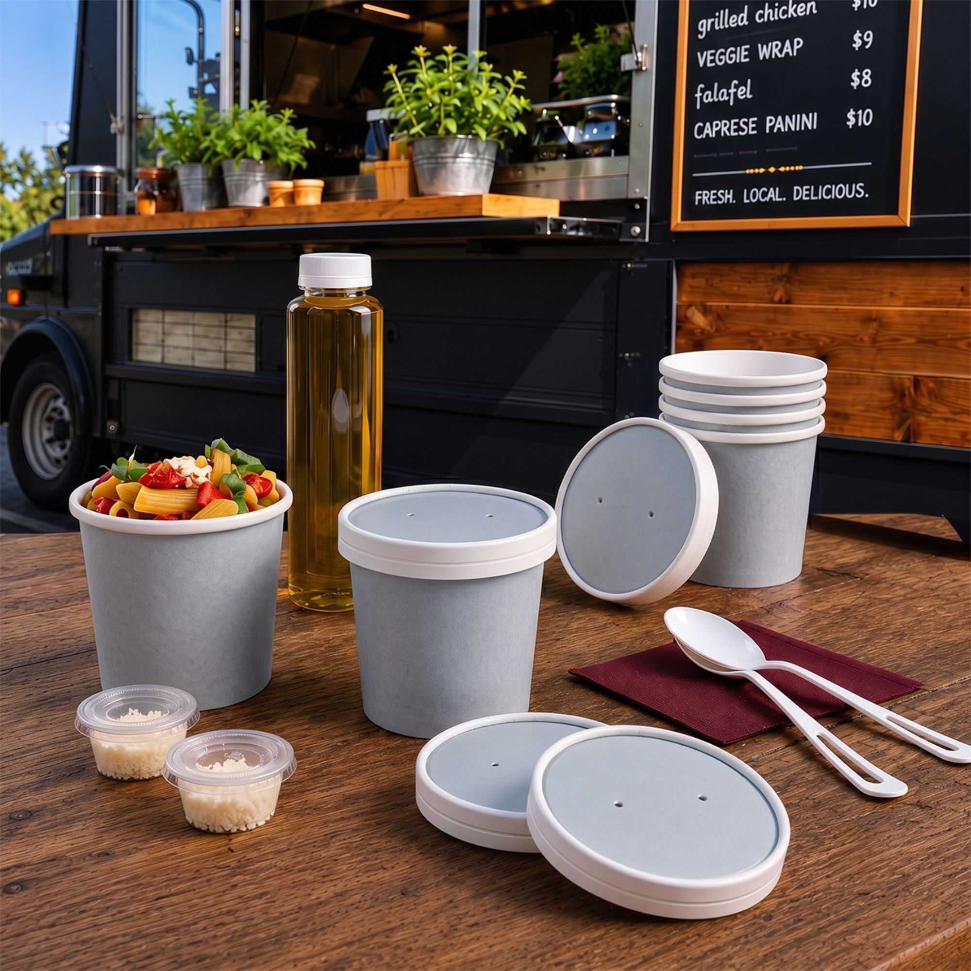 Bio Tek Round Gray Soup Container Lid - White Rim, Fits 12 oz - 200 count box