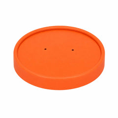 Bio Tek Round Tangerine Orange Paper Soup Container Lid - Fits 12 oz - 25 count box