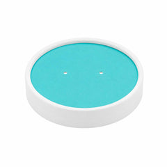 Bio Tek Round Turquoise Paper Soup Container Lid - Fits 12 oz - 25 count box