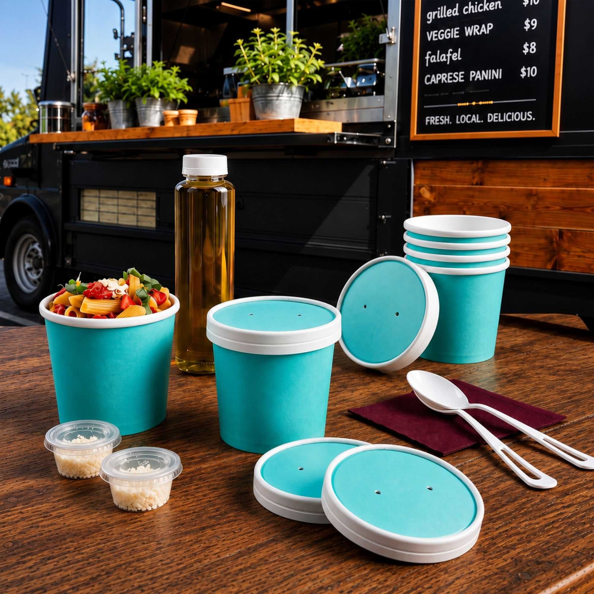 Bio Tek Round Turquoise Paper Soup Container Lid - Fits 12 oz - 200 count box