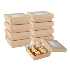Cafe Vision 13 oz Square Kraft Paper Small Take Out Container - 4 1/2
