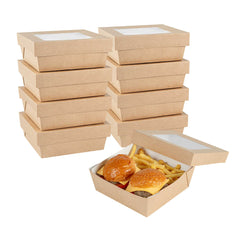 Cafe Vision 27 oz Square Kraft Paper Medium Take Out Container - 5 1/4