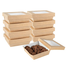 Cafe Vision 34 oz Square Kraft Paper Large Take Out Container - 6