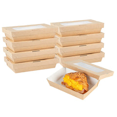 Cafe Vision 28 oz Rectangle Kraft Paper Small Take Out Container - 7 1/2