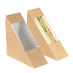 Cafe Vision Triangle Kraft Paper Small Sandwich Box - 4 3/4