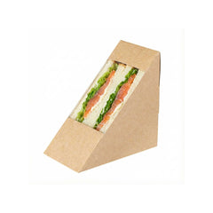 Cafe Vision Triangle Kraft Paper Medium Sandwich Box - 4 3/4