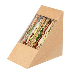 Cafe Vision Triangle Kraft Paper Large Sandwich Box - 4 3/4