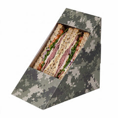 Cafe Vision Triangle Camouflage Paper Large Sandwich Box - 4 3/4