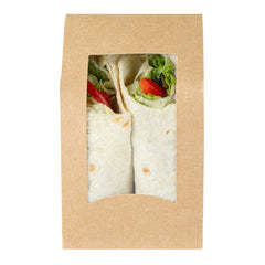 Cafe Vision Rectangle Kraft Paper Sandwich / Wrap Take Out Container - Angle Cut - 6