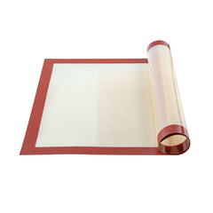 Pastry Tek Rectangle Tan and Red Silicone Full Size Baking Mat - Ultra Durable - 15 3/4