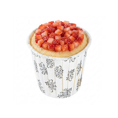 Panificio 4 oz Round Vintage Floral Paper Tall Baking Cup - Pleated - 3