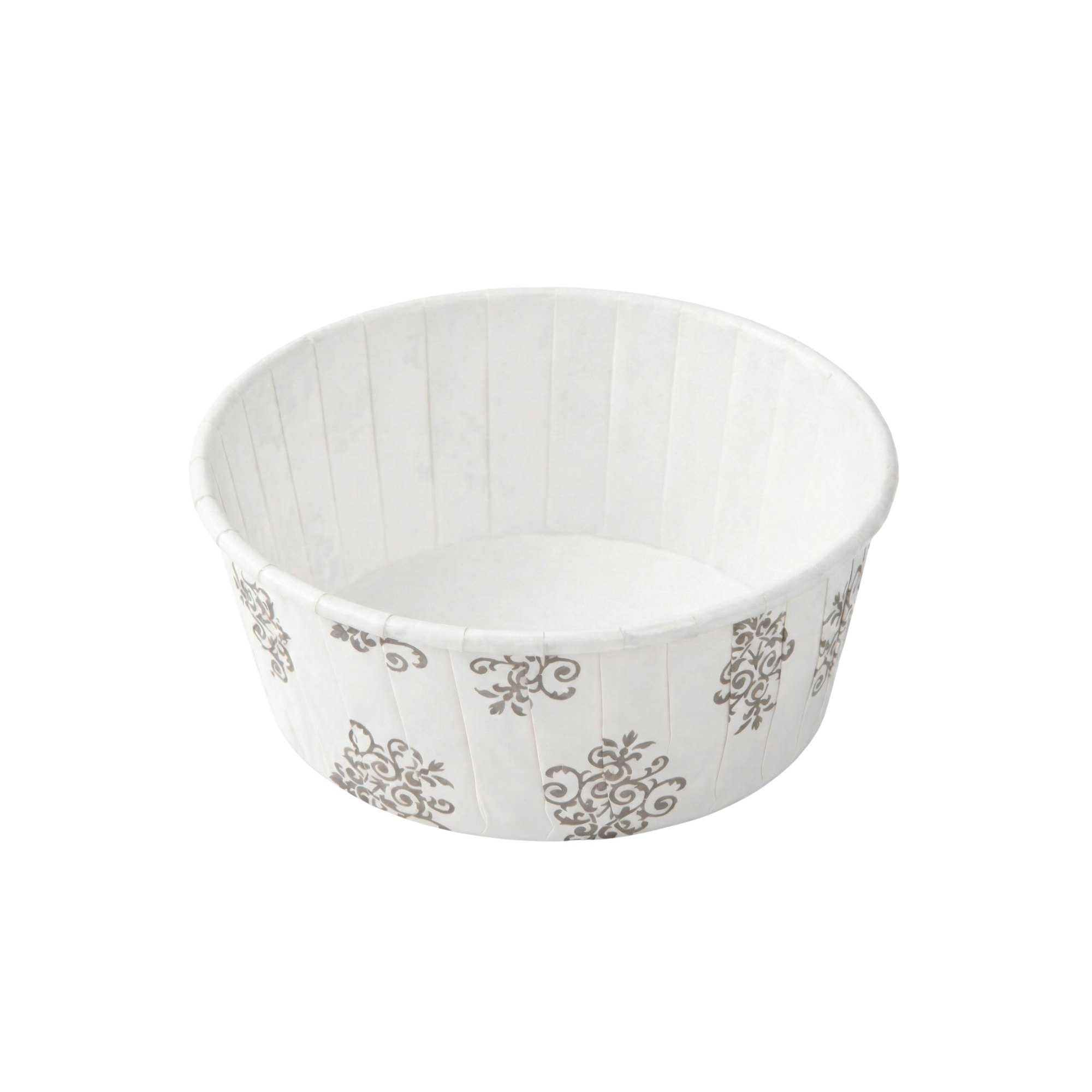 Panificio 5 oz Round Vintage Floral Paper Large Baking Cup - Pleated - 3 3/4" x 3 3/4" x 1 1/2" - 200 count box