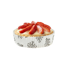 Panificio 4 oz Round Vintage Floral Paper Baking Cup - Ridged - 3 1/2