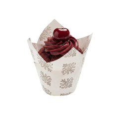 Panificio 2 oz Tulip Vintage Floral Paper Tall Baking Cup - 3 1/4
