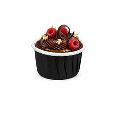 Panificio 2 oz Round Black Paper Medium Baking Cup - Pleated - 2 1/4