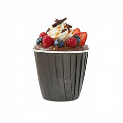 Panificio 4 oz Round Black Paper Tall Baking Cup - Pleated - 3