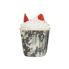 Panificio 4 oz Round Camouflage Paper Tall Baking Cup - Pleated - 3