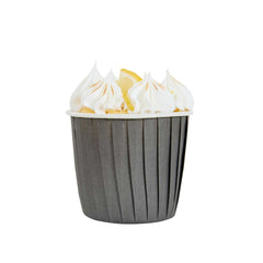 Panificio 4 oz Round Gray Paper Tall Baking Cup - Pleated - 3
