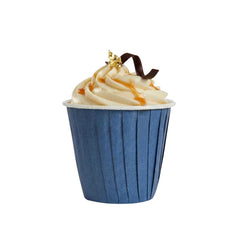 Panificio 4 oz Round Midnight Blue Paper Tall Baking Cup - Pleated - 3