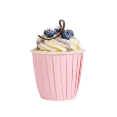 Panificio 4 oz Round Pink Paper Tall Baking Cup - Pleated - 3