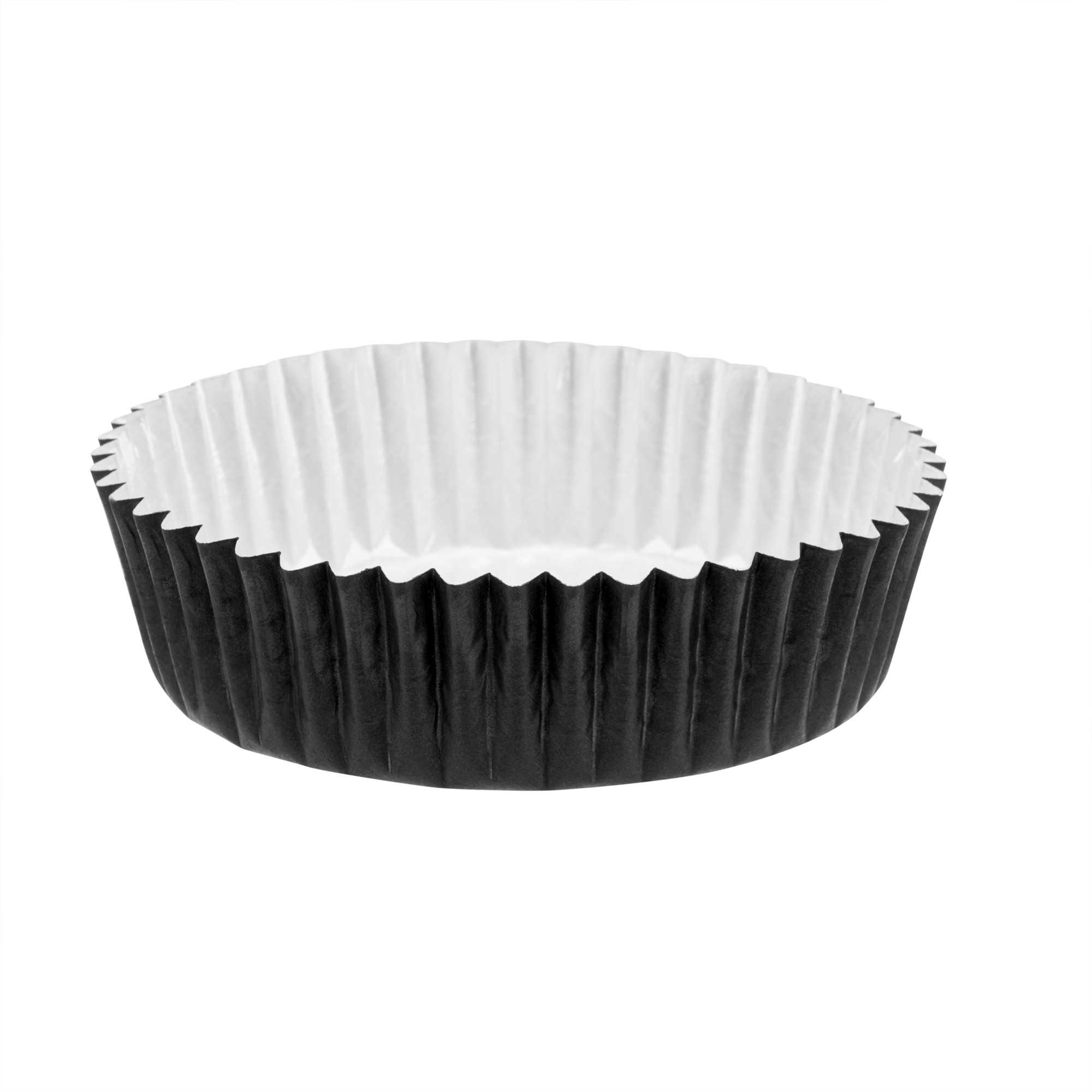 Panificio 4 oz Round Black Paper Baking Cup - Ridged - 3 1/2" x 3 1/2" x 1" - 200 count box