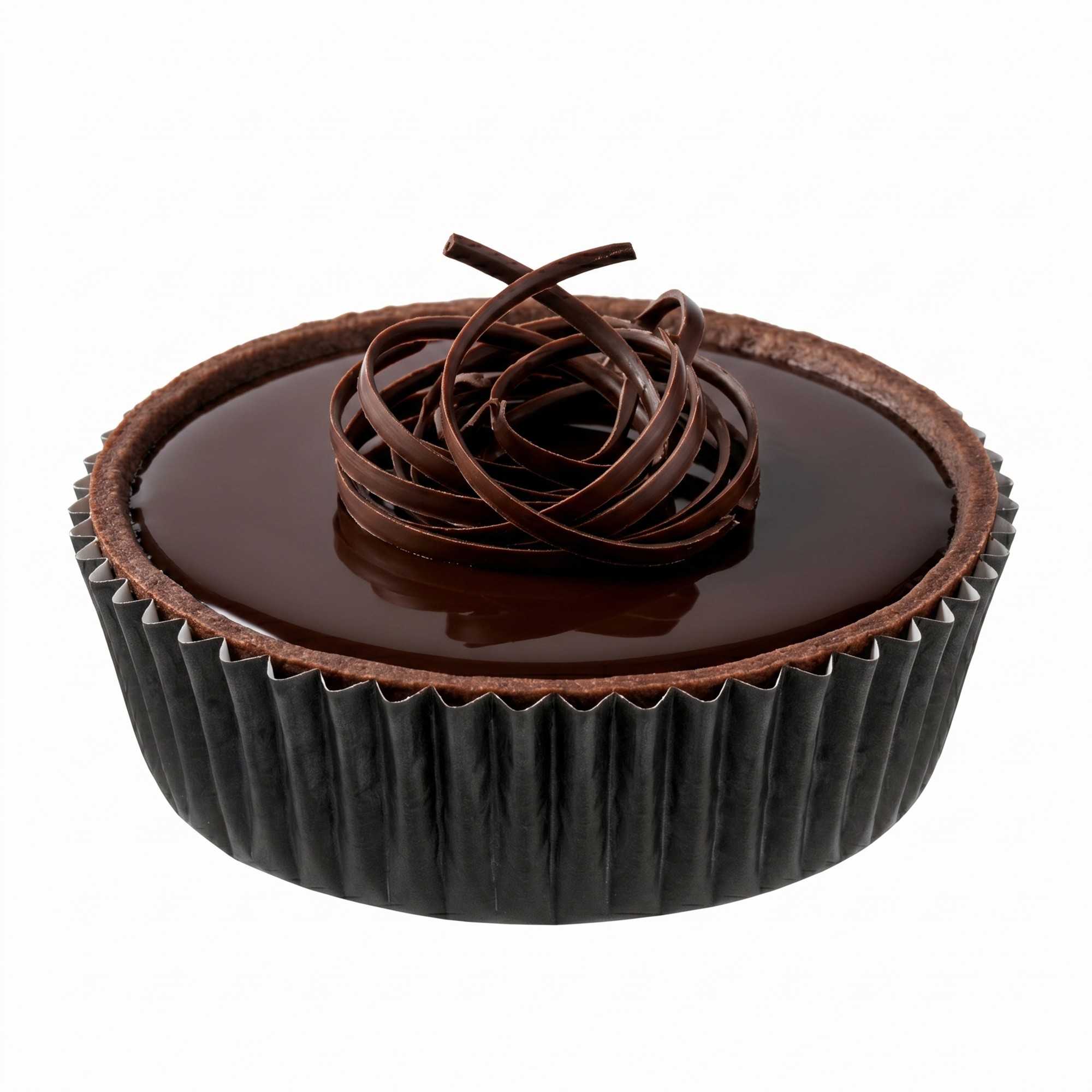 Panificio 4 oz Round Black Paper Baking Cup - Ridged - 3 1/2" x 3 1/2" x 1" - 200 count box