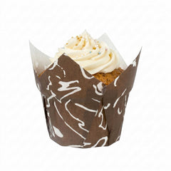 Panificio 2 oz Tulip Chocolate Wisp Paper Tall Baking Cup - 3 1/4