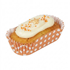Panificio 1 oz Elliptical Polka-Dotted Hot Orange Paper Regular Baking Cup - Ridged - 3 1/2