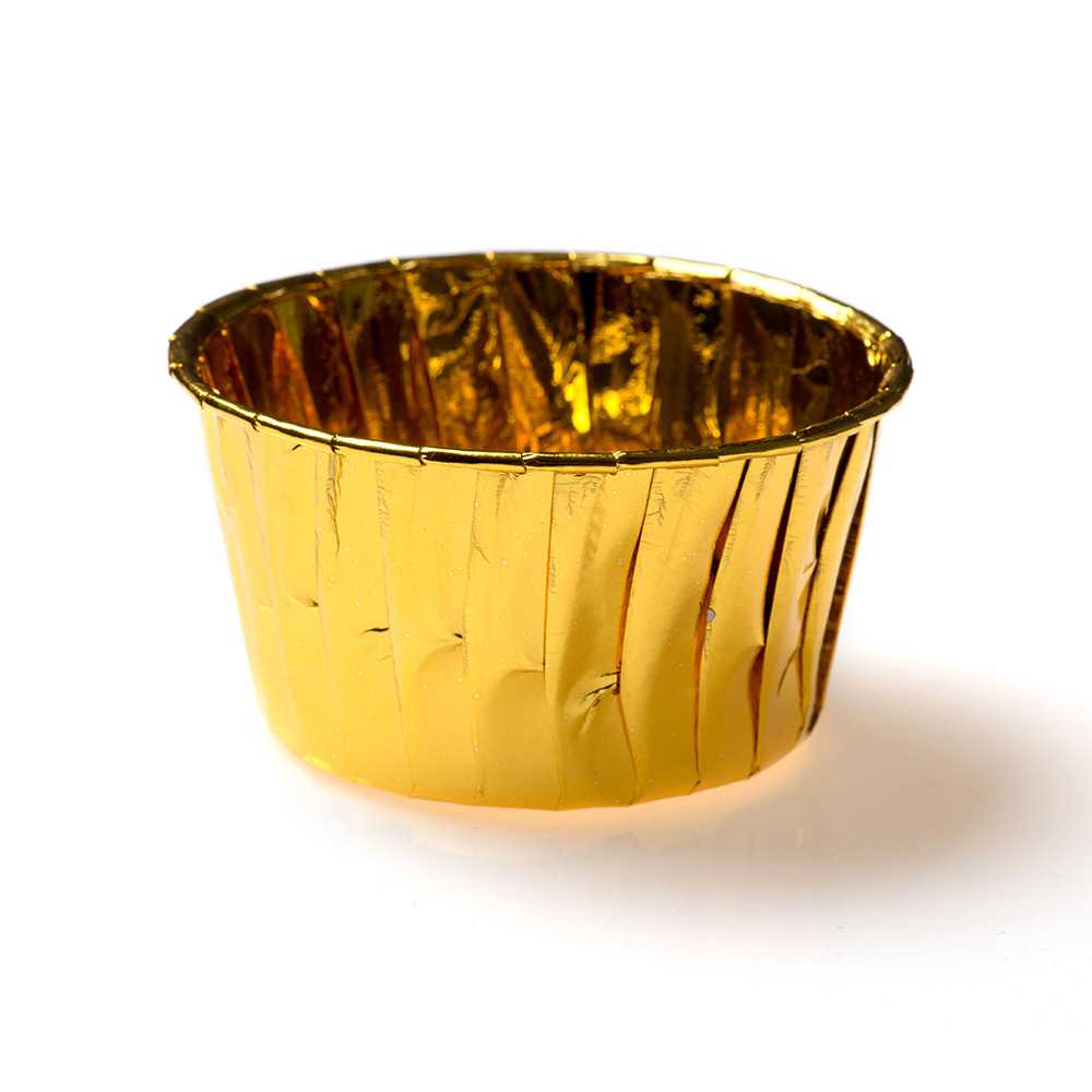 Panificio 5.5 oz Round Rose Gold Paper Large Baking Cup - Pleated - 3" x 3" x 1 1/2" - 200 count box