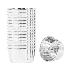 Panificio 5.5 oz Round Metallic Silver Paper Large Baking Cup - Pleated - 3