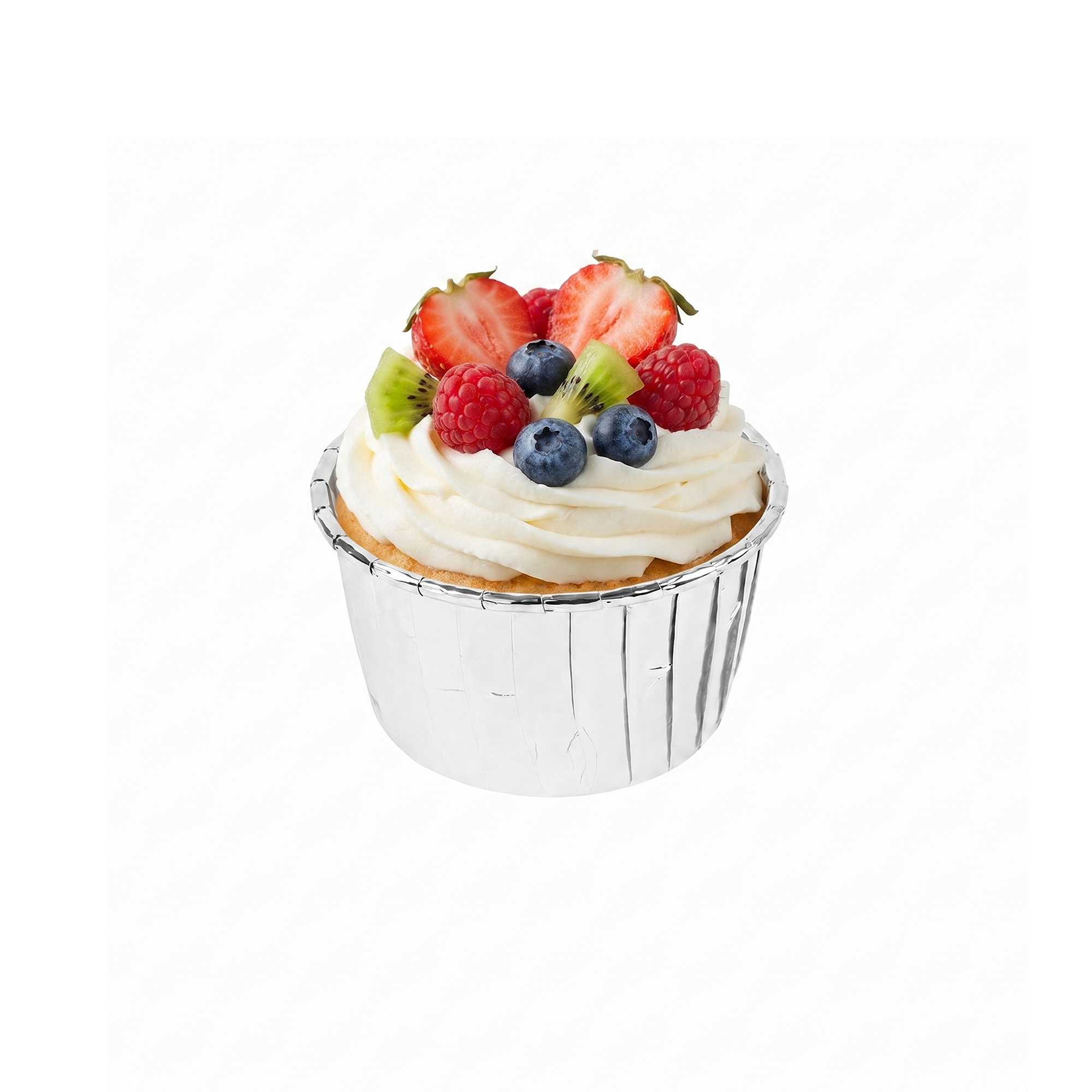 Panificio 3 oz Round Metallic Silver Paper Small Baking Cup - Pleated - 2 1/2" x 2 1/2" x 1 1/2" - 200 count box
