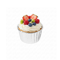 Panificio 3 oz Round Metallic Silver Paper Small Baking Cup - Pleated - 2 1/2