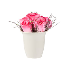 Fiore Pink Plastic Roses in Plastic Pot - 6 Blooms - 4