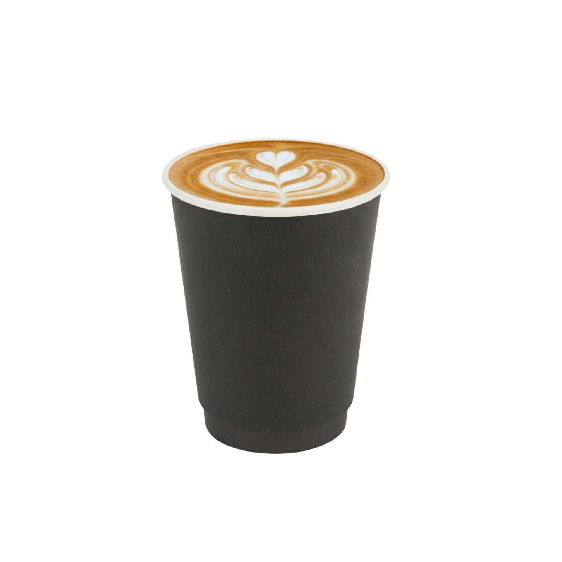 Restpresso 12 oz Black Paper Coffee Cup - Double Wall - 3 1/2" x 3 1/2" x 4 1/4" - 500 count box