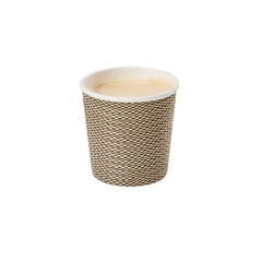 Restpresso 4 oz Mocha Pin Check Paper Coffee Cup - Spiral Wall - 2 1/2