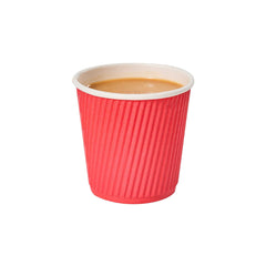 Restpresso 4 oz Red Paper Coffee Cup - Ripple Wall - 2 1/2