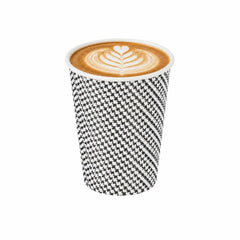Restpresso 12 oz Houndstooth Paper Coffee Cup - Spiral Wall - 3 1/2