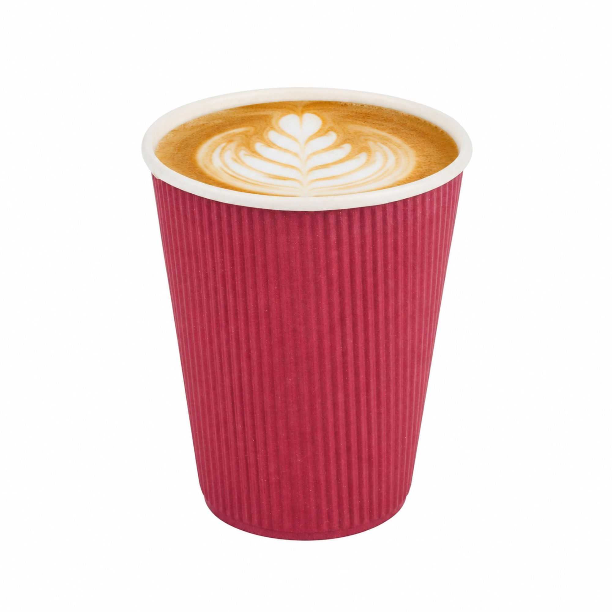 Restpresso 12 oz Crimson Paper Coffee Cup - Ripple Wall - 3 1/2" x 3 1/2" x 4 1/4" - 500 count box