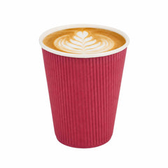 Restpresso 12 oz Crimson Paper Coffee Cup - Ripple Wall - 3 1/2