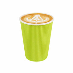 Restpresso 12 oz Eco Green Paper Coffee Cup - Ripple Wall - 3 1/2